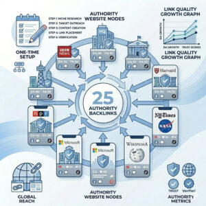 25 Authority Backlinks ( One Time )